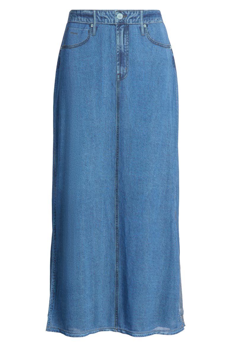 Denim Mesh Maxi Skirt, Alternate, color, INDIGO