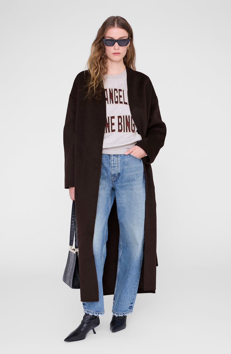 ANINE BING Harry Shrunken LA Sweatshirt, Alternate, color, Oatmeal Melange