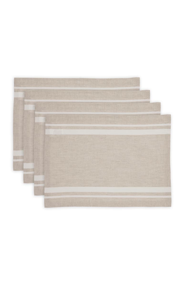 Solino Home Linen Placemats - French Stripe, Main, color, White And Natural