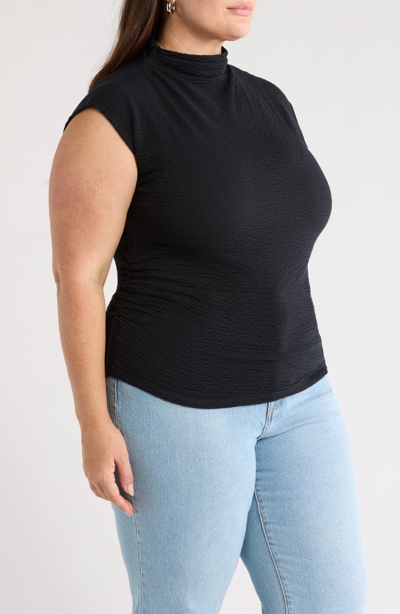 Treasure & Bond Crinkle Mock Neck Top, Alternate, color, Black