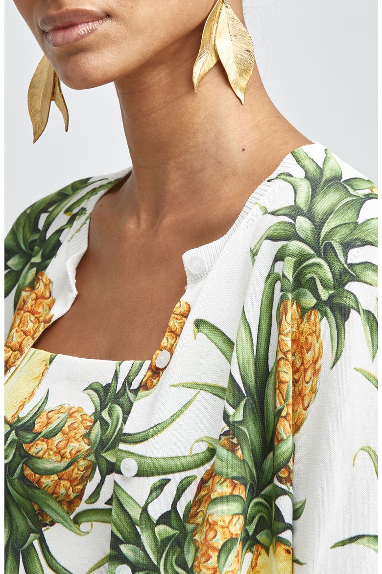 Pineapple Print Cardigan, Alternate, color, IVORY