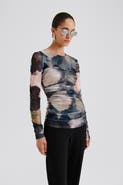 Malina Elionora Sheer Jersey Long Sleeve Top