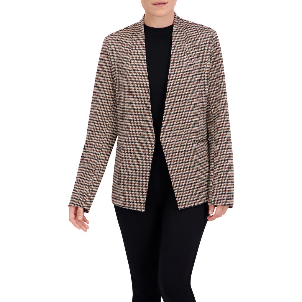 Ookie & Lala Houndstooth Open Front Blazer In Gray