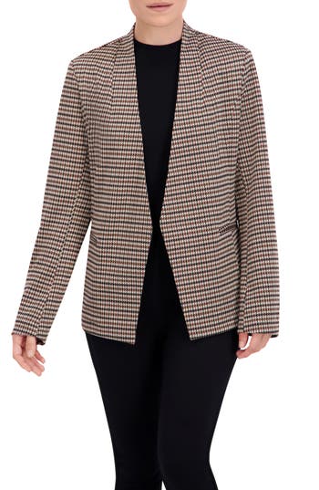 Ookie & Lala Houndstooth Open Front Blazer In Multi