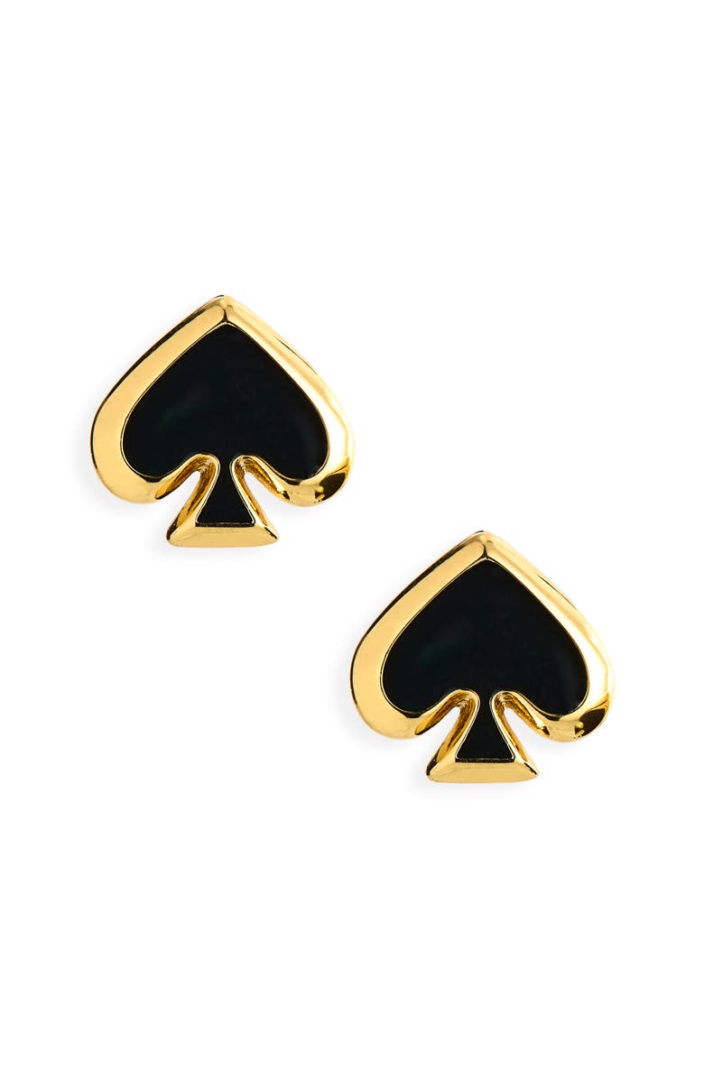 Kate Spade New York enamel spade stud earrings, Main, color, Black
