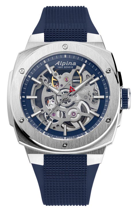 Alpiner Extreme Skeleton Automatic Rubber Strap Watch, 39mm