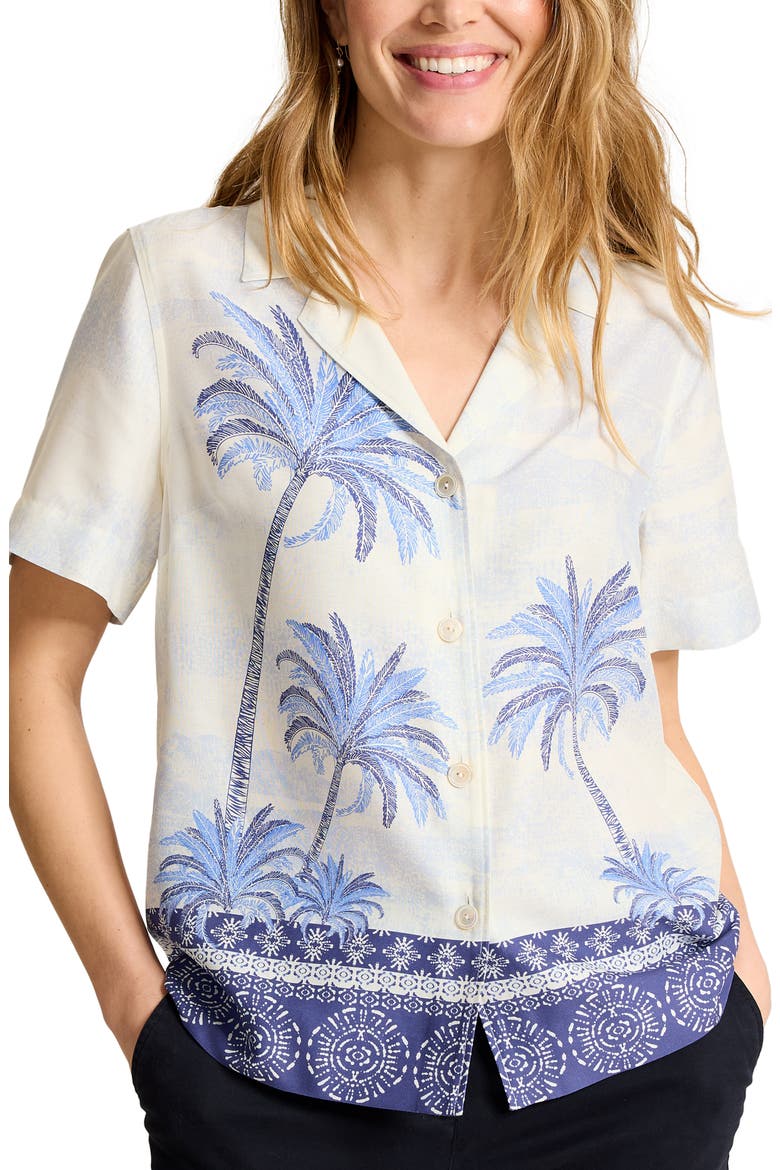 Palm Paradise Silk Camp Shirt, Main, color, COCONUT