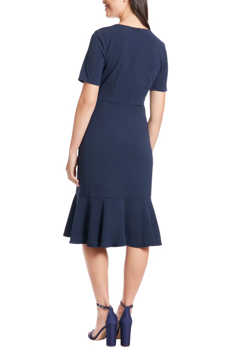 Side Knot Scupa Crepe Flounce Dress, Alternate, color, NVY BLAZER