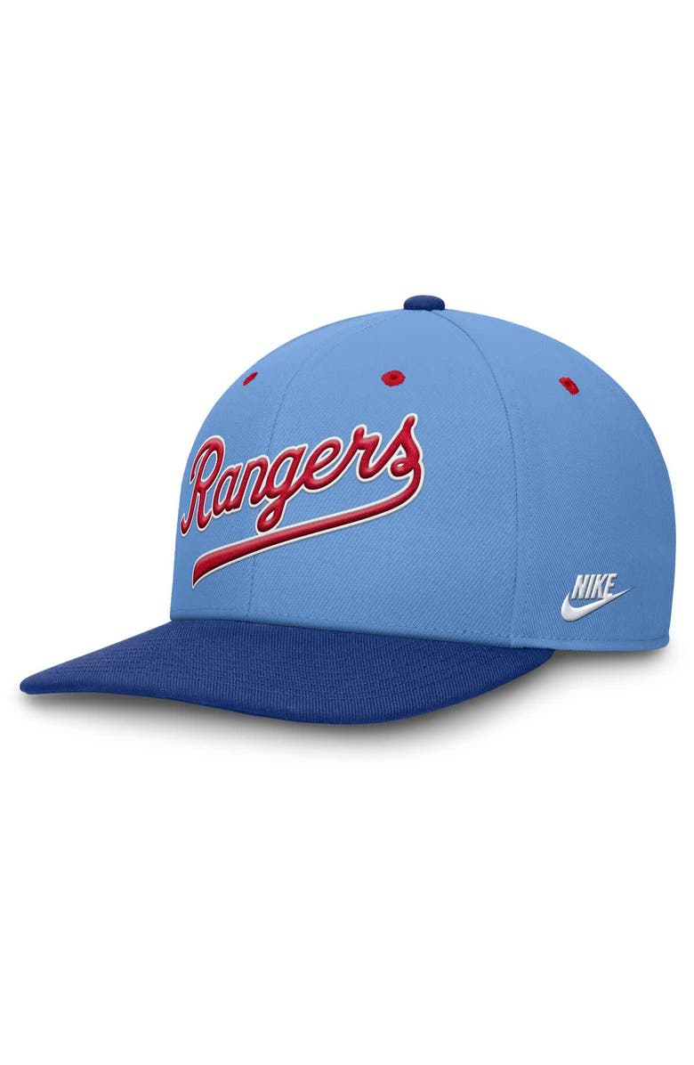 Nike Men's Nike Light Blue/Royal Texas Rangers Cooperstown Collection Pro Performance Snapback Hat, Alternate, color, 