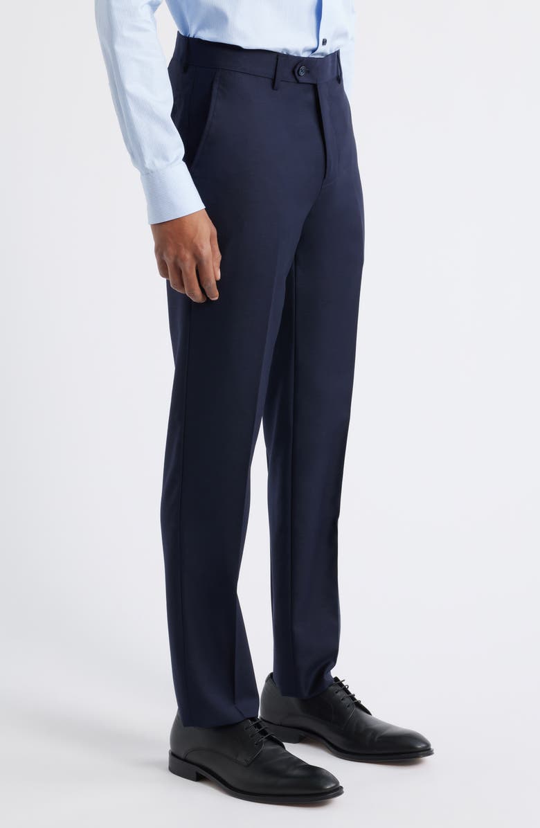 ZANETTI Slim Fit Flat Front Blue Wool Dress Pants, Alternate, color, Blue
