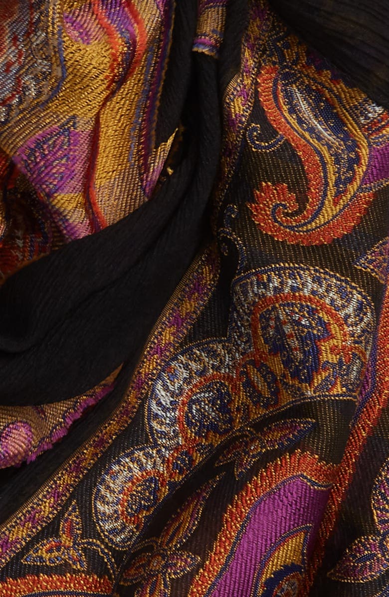Etro Paisley Jacquard Silk Blend Scarf, Alternate, color, 