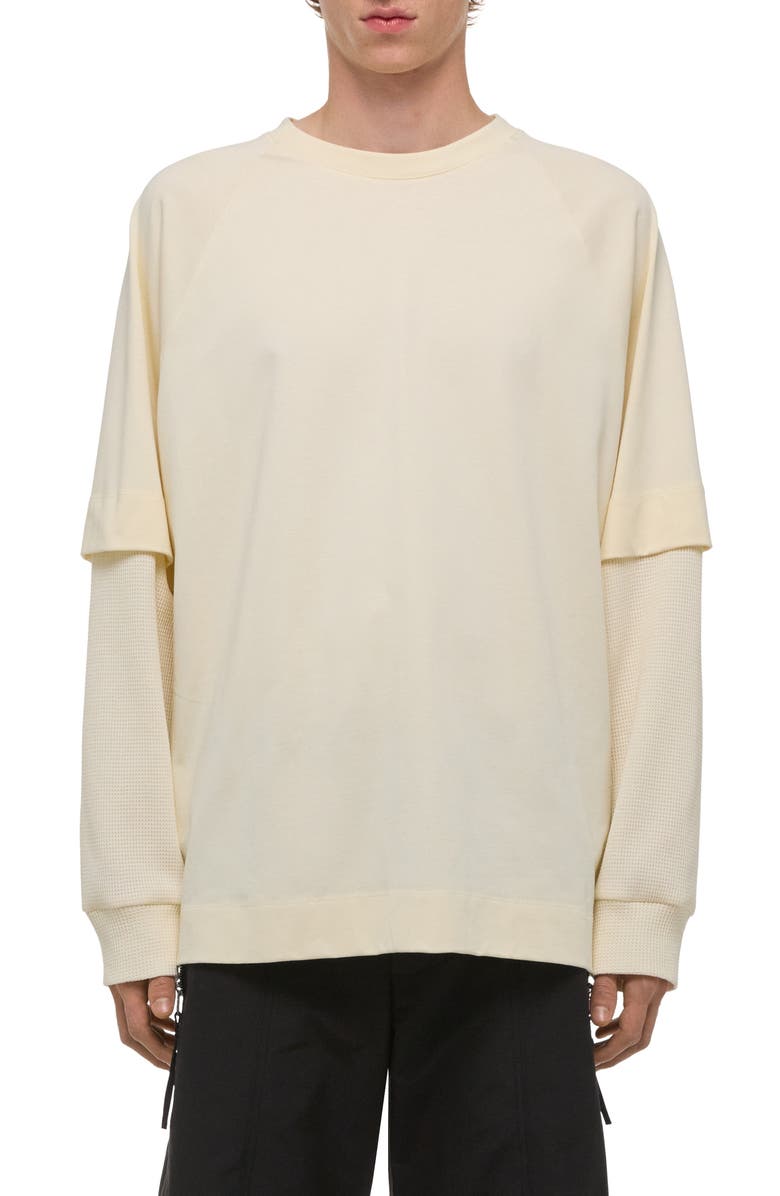 Helmut Lang Double Layer Waffle Stitch Top, Main, color, Winter White