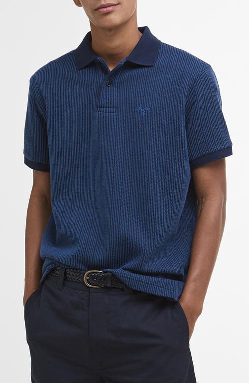 Barbour Harworth Textured Stripe Cotton Polo In Blue