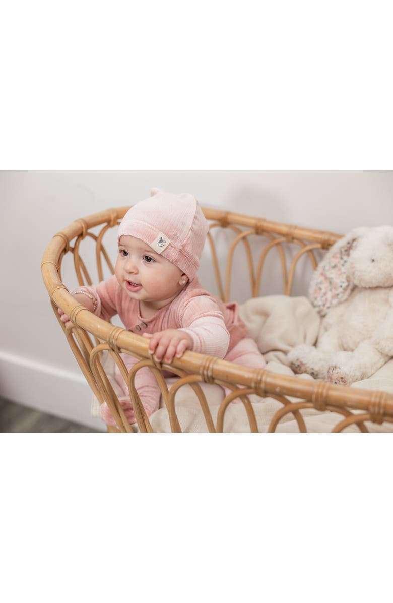 Bebe Bella Velour Romper with Matching Hat, Alternate, color, Taupe