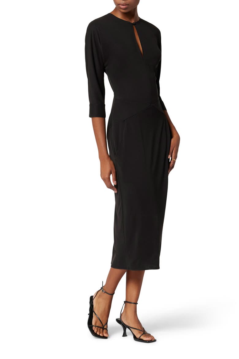 Maryse Cutout Back Midi Dress, Alternate, color, TRUE BLACK