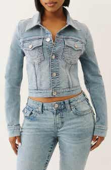 True Religion Jesse Crop Denim Trucker Jacket
