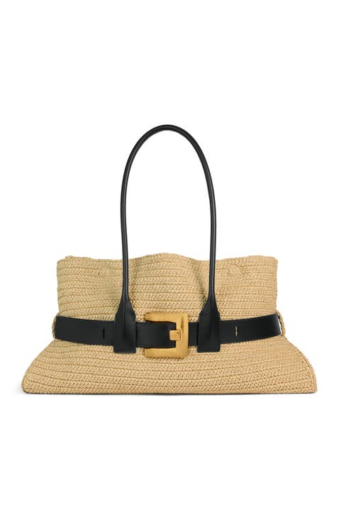 Large Anthem bag in smooth leather and crochet