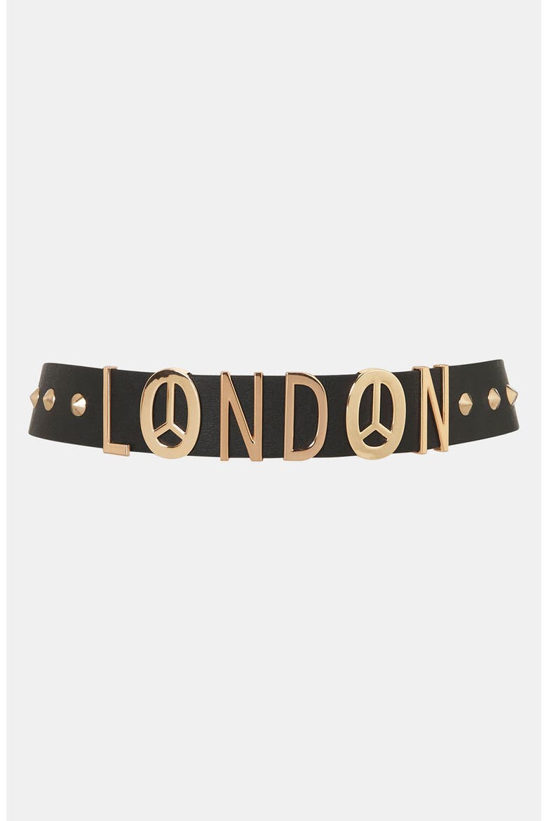 'London Lettered' Belt, Main, color, BLACK