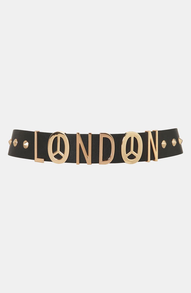 Topshop 'London Lettered' Belt, Main, color,