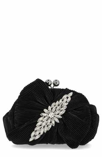 Jessica McClintock Juliette Pleat Frame Embellished Clutch