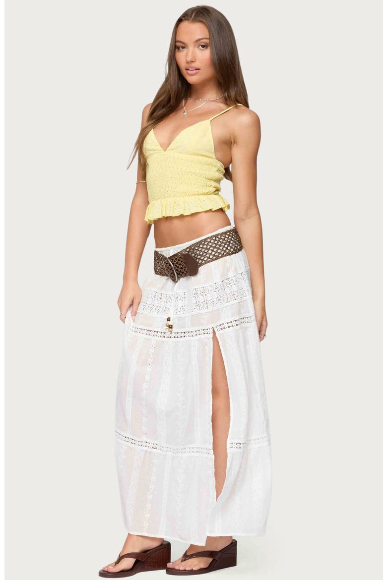 Evy Embroidered Cotton Blend Peplum Crop Top, Alternate, color, YELLOW