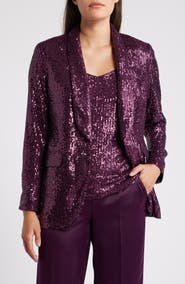 Anne Klein Shawl Collar Sequin Blazer