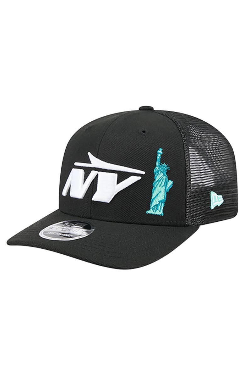 New Era Men's New Era Black New York Jets Liberty 9SEVENTY Adjustable Trucker Hat, Main, color, Black