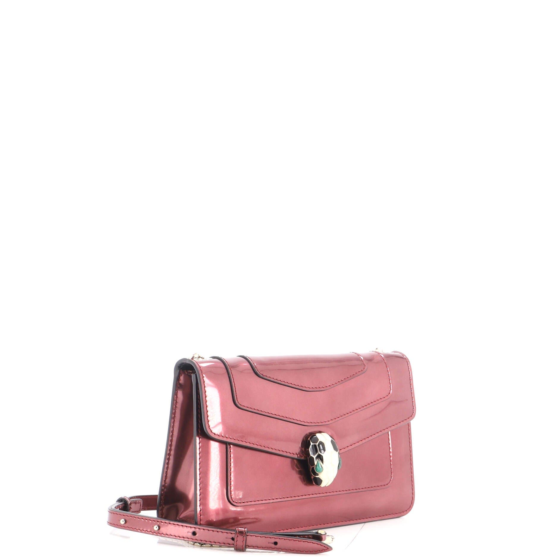 Serpenti Forever Shoulder Bag Metallic Leather Small, Alternate, color, Burgundy