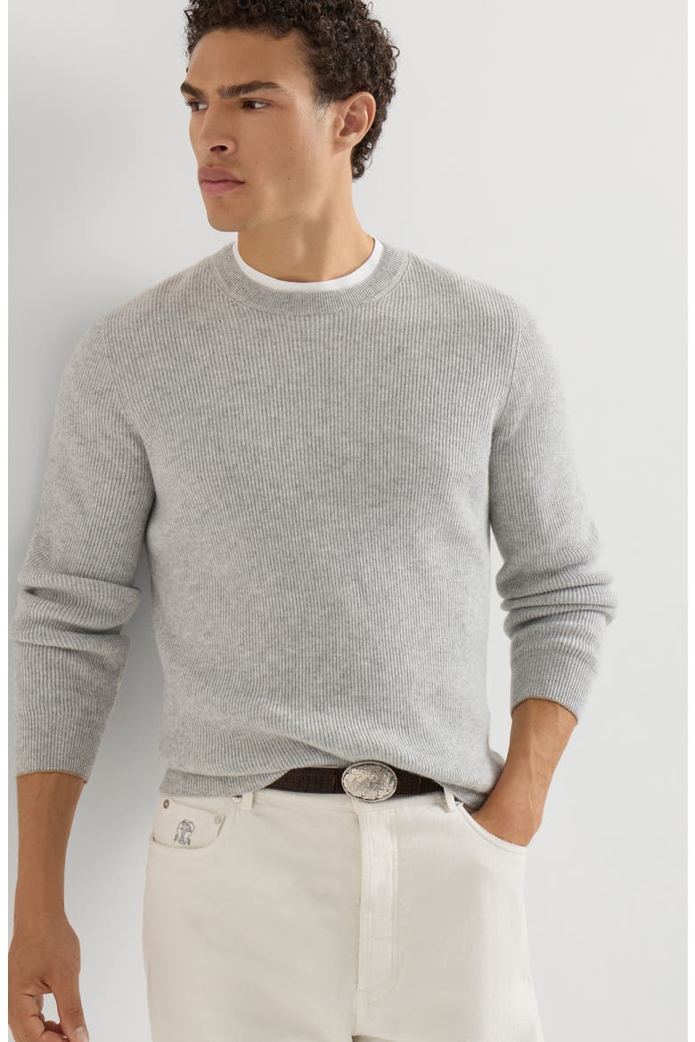 Cashmere English rib sweater, Alternate, color, Pebble