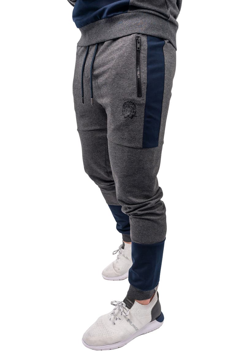 Colorblock Stretch Cotton Joggers, Alternate, color, GREY