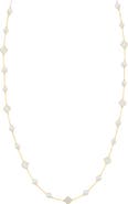 EFFY 14K Yellow Gold Mother-of-Pearl & Freshwater Pearl Clover Station Necklace