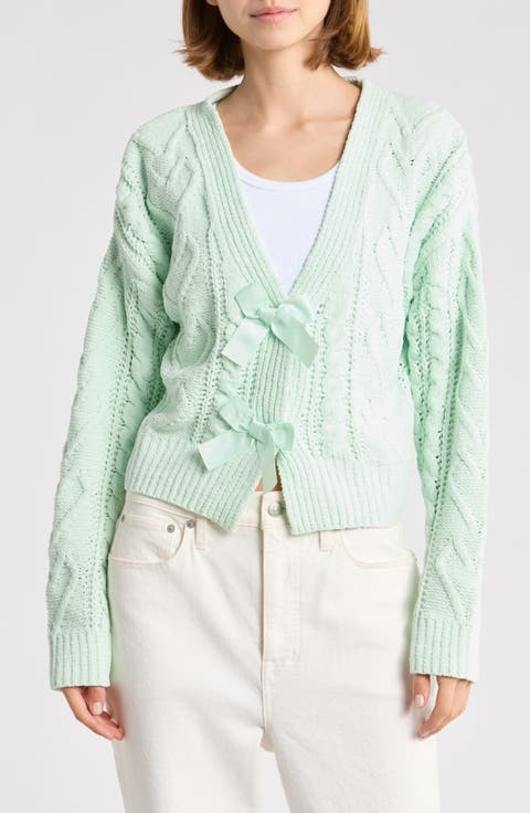 Heart Cable Bow Cardigan