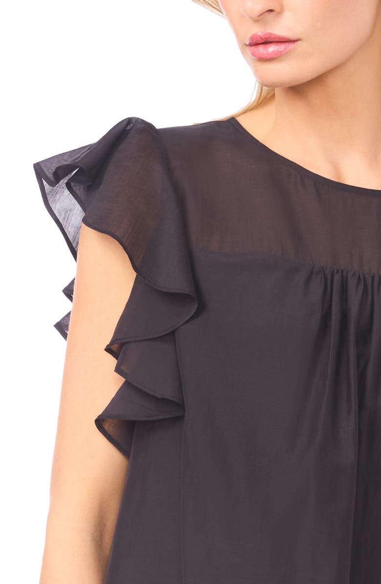 Ted Baker Flutter Sleeve Top, Alternate, color, Rich Black