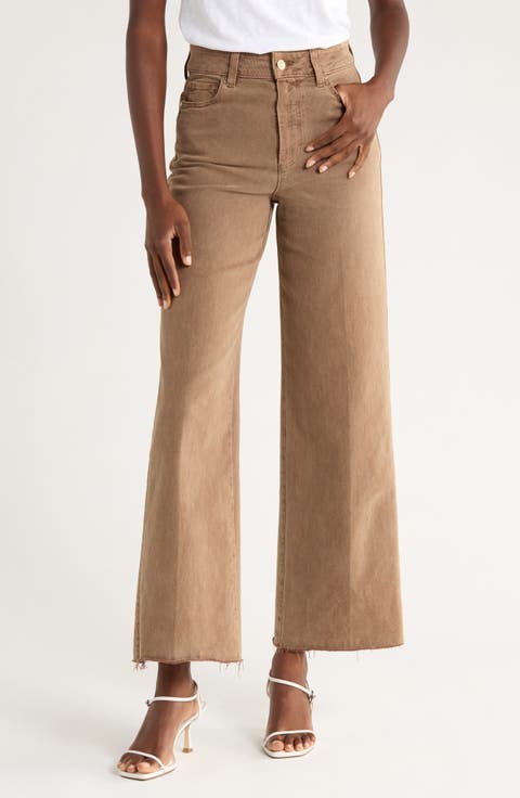 Anessa High Waist Raw Hem Wide Leg Jeans