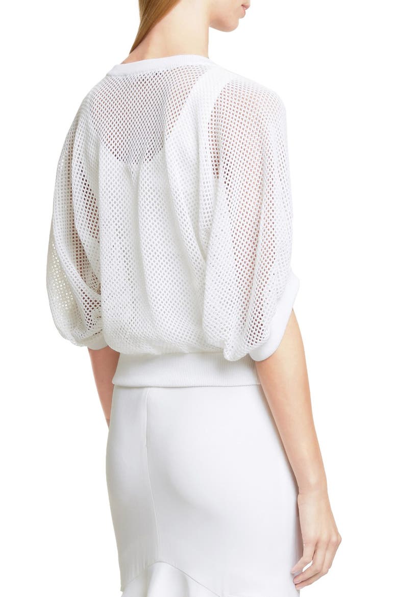 Victorian Sleeve Knit Mesh Top, Alternate, color, OPTICAL WHITE
