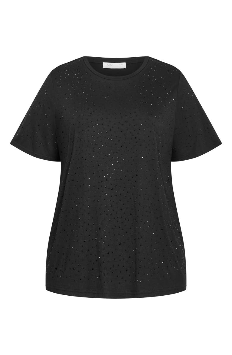 City Chic Blinged Up Embellished T-Shirt, Alternate, color, Black
