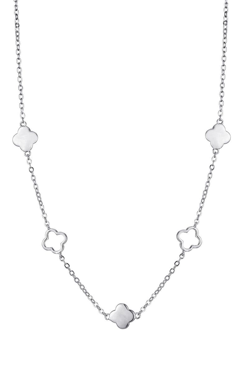 Clover Station Chain Necklace, Main, color, SILVER