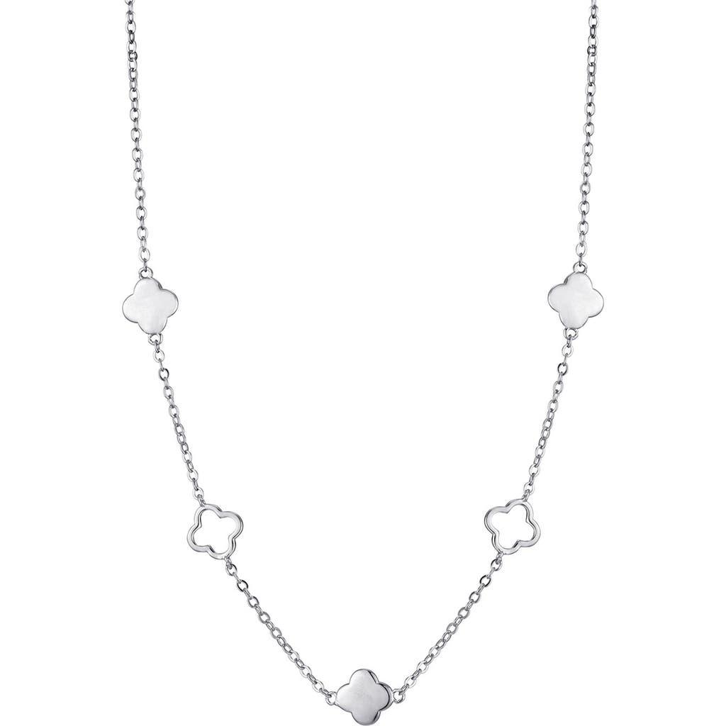 Adornia Silver Plated Clover Station Necklace In Silver