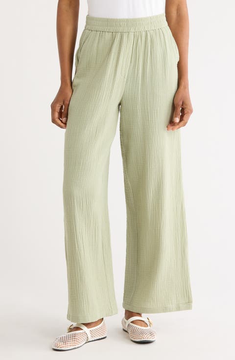 Aymie Cotton Gauze Pull-On Pants