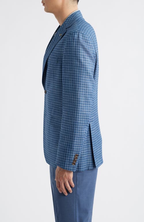 Jack Victor Midland Contemporary Fit Slub Blue Check Sport Coat In Blue