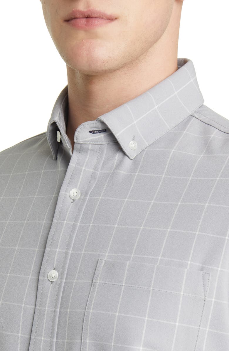 Mizzen+Main City Trim Fit Aluminum Check Flannel Button-Down Shirt, Alternate, color, 