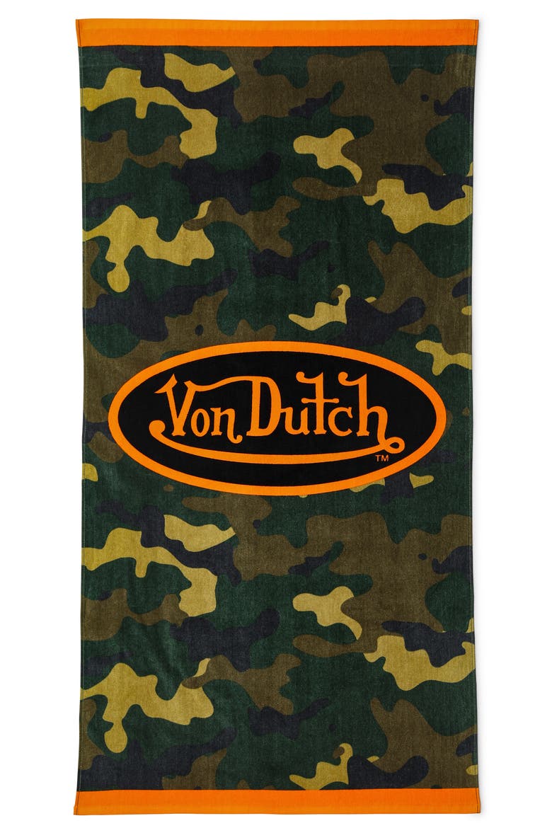 Iconic Y2K 100% Cotton 30"x60" Beach Towel | Vision Board, Main, color, Camo