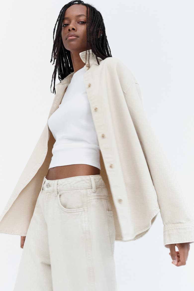 Oversized Denim Shirt, Alternate, color, Light dusty beige