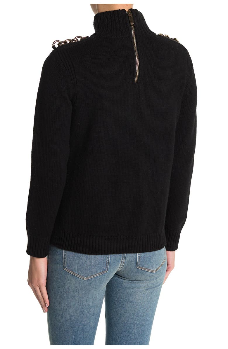 Burberry Turtle Neck Chain Shoulder Sweater, Main, color, 