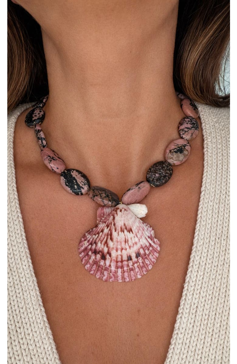 Adorn by Alexandra Riley Bora Bora Scalloped Beaded Necklace, Alternate, color, Mutlicolored