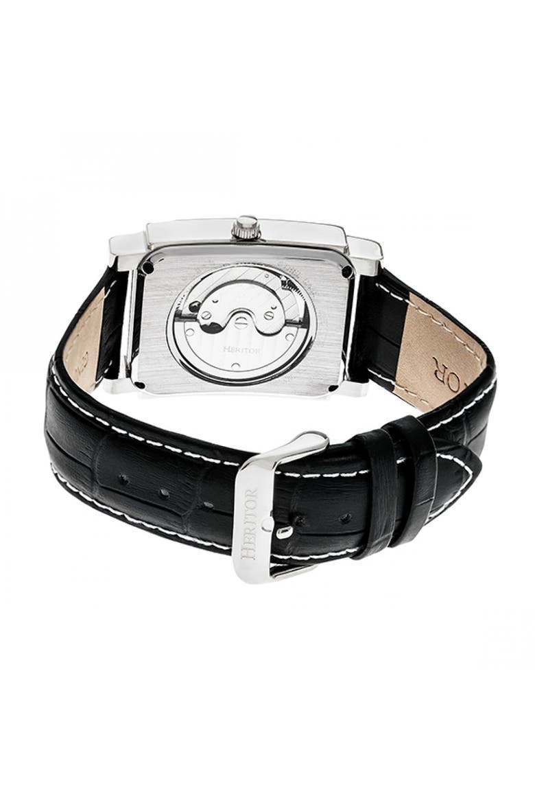 Frederick Leather-Band Watch, Alternate, color, Silver/Black