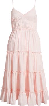 BP. Ruffle Tiered Cotton Midi Dress