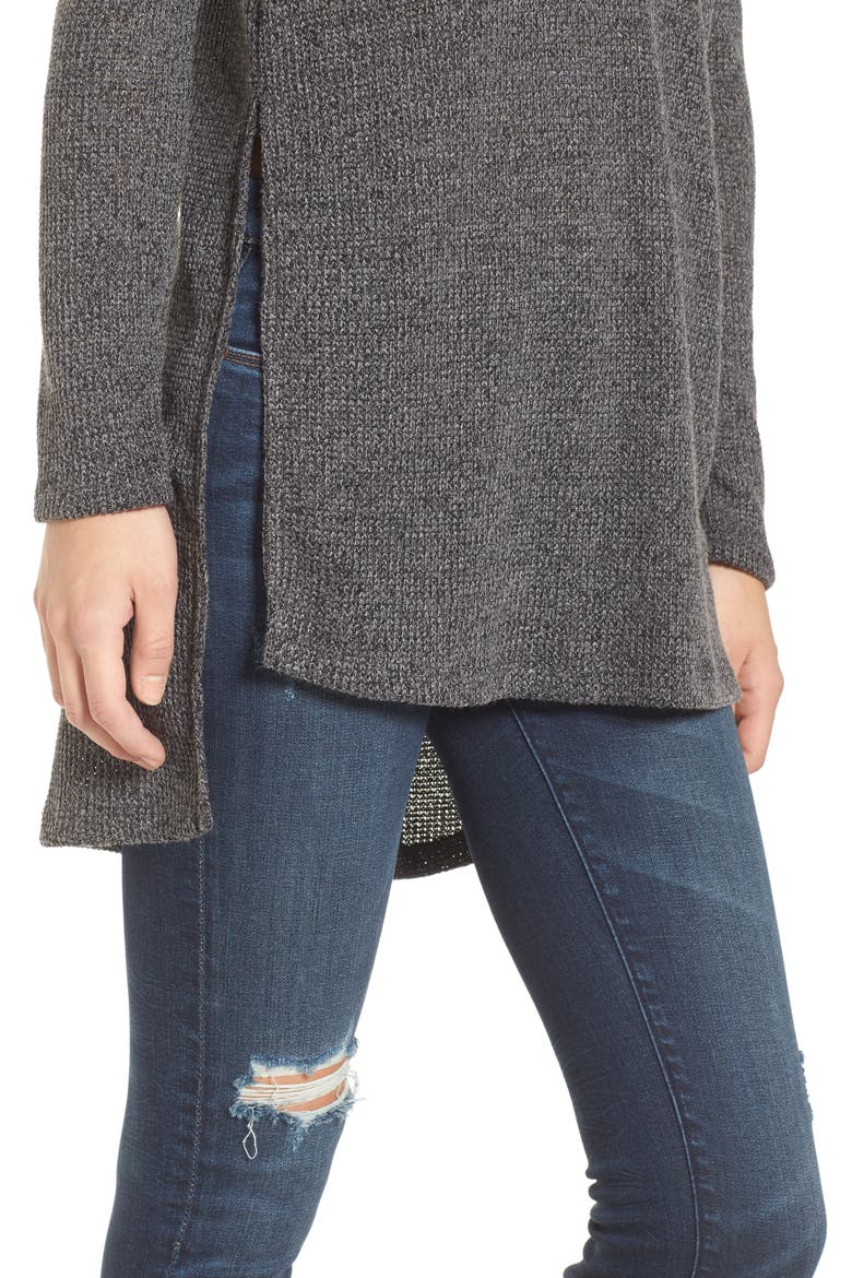 ASTR Side Split Sweater, Alternate, color, CHARCOAL