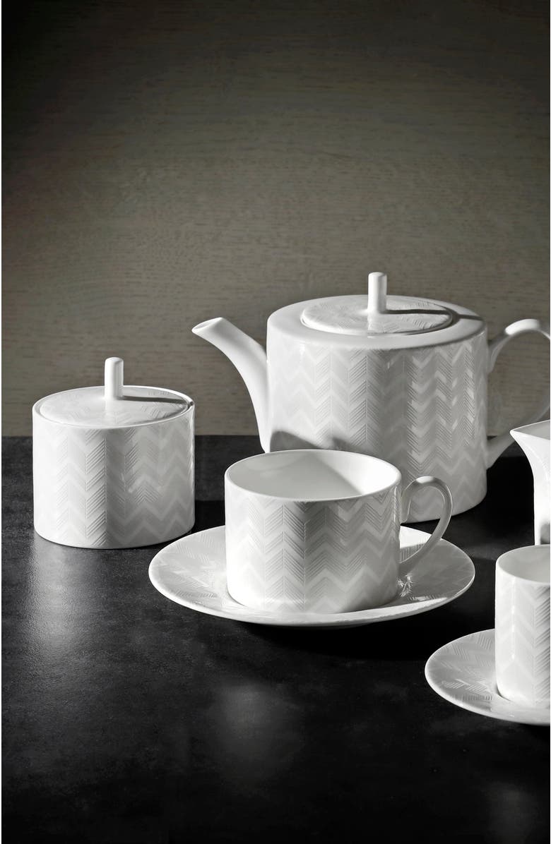 Missoni Home Tableware Sugar Pot ZIG ZAG  White diam. 3.3", H 3.5", Alternate, color, White