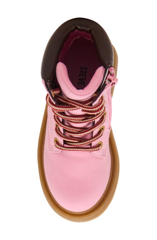 Steve Madden Kids' Tjumble Lace-up Bootie In Pink